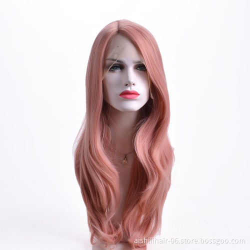 Aishili top quality long gray remy hair kinky straight hd synthetic lace front wigs for women